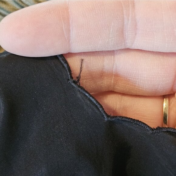 VTG 1950s Black Flapper Slip dress Red Fringe Mod Cosplay Knee Length Sz XS / S - Picture 10 of 10